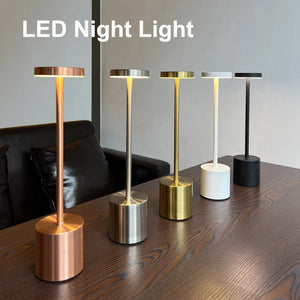 Nordic Style Cordless LED Table Lamp Alloy Body Touch Switch 3 Colors Rechargeable Perfect for Home Bar Restaurant Ambiance