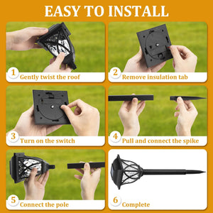 2pcs Led Solar Lawn Lights Outdoor Lamp Waterproof Warm Light Garden Courtyard For Walkway Path Villa Landscape Lights